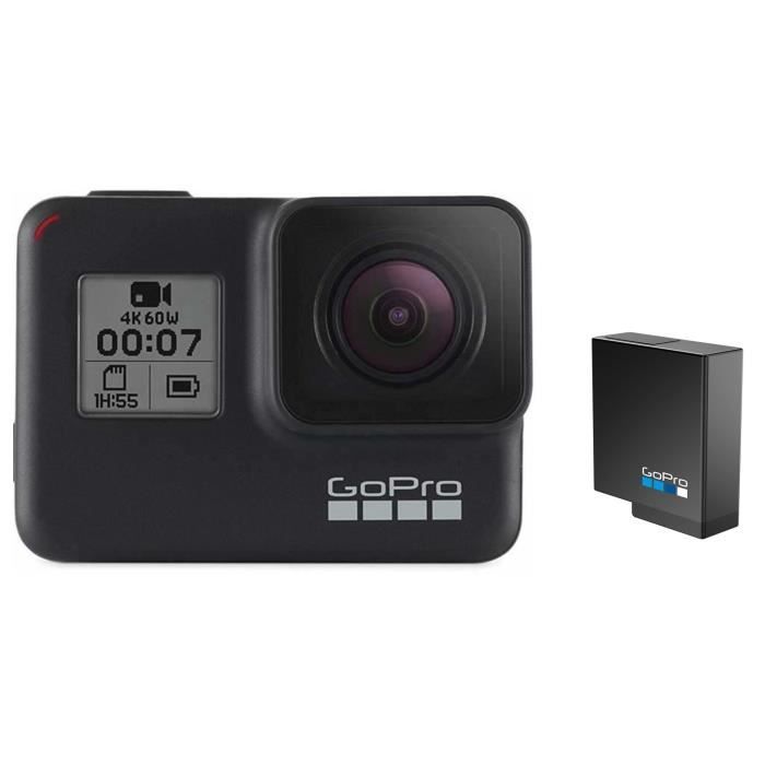 GOPRO HERO7 BLACK Caméra de sport Action Cam + Batterie de recharge