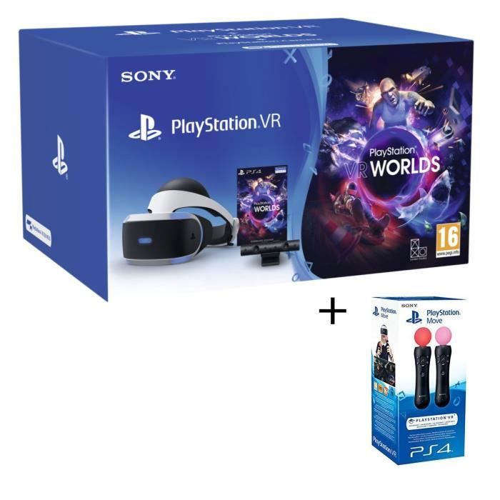 Pack PlayStation VR V2 + PlayStation Caméra + VR Worlds (à télécharger) + Paire de PlayStation Move