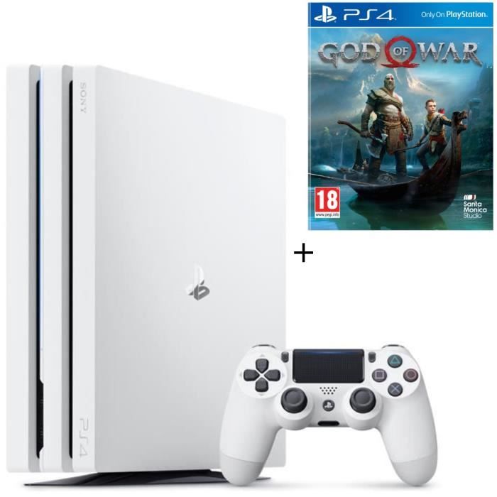 Pack PS4 Pro 1To Blanche + God of War Jeu PS4