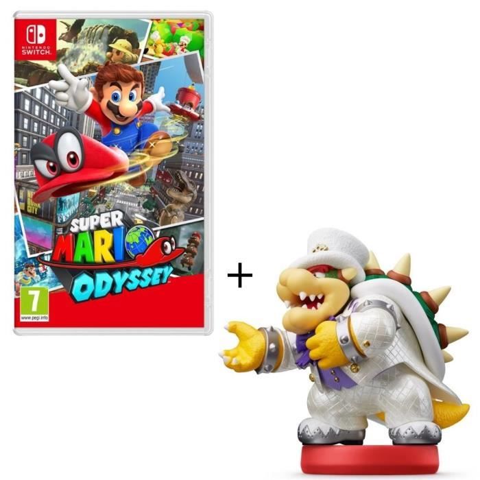 Super Mario Odyssey Jeu Switch + Figurine amiibo Bowser en tenue de mariage
