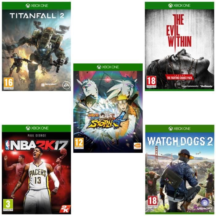 Pack de 5 jeux XBOX ONE : TITANFALL 2 + Naruto Storm 4 + The Evil Within + NBA 2K17 + Watch Dogs 2