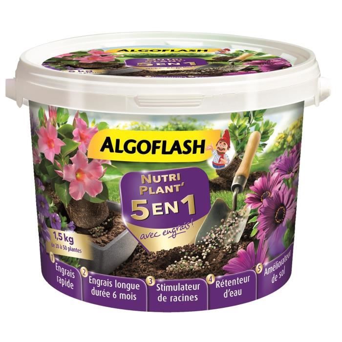 ALGOFLASH Nutriplant 5 en 1 avec engrais Tous types de plantes 15