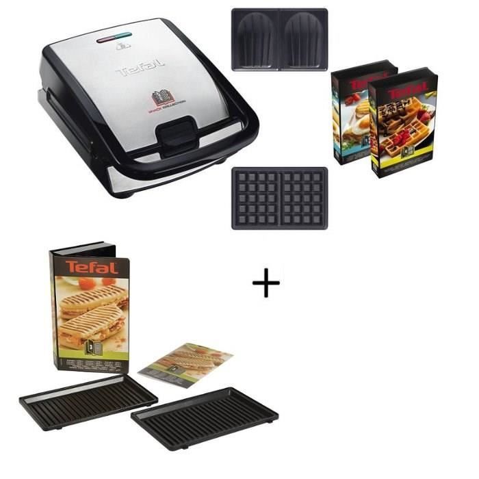 TEFAL SW853D12 Gaufrier multifonction + XA800312 Lot de 2 plaques grill panini Snack Collection offertes