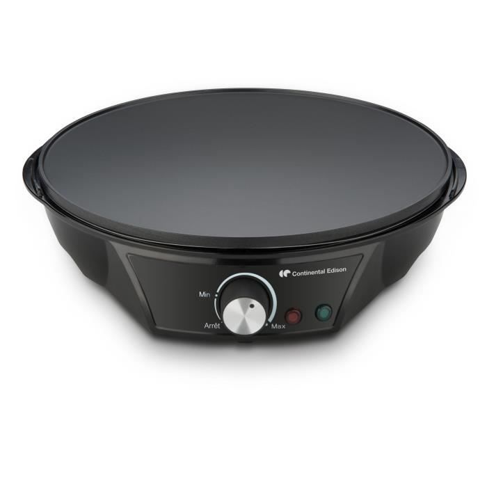 CONTINENTAL EDISON CP4PB3 Crêpière 30 cm - 2 Plaques Interchangeables - 1200 W - Noir