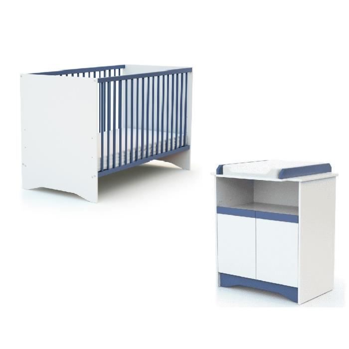 AT4 Chambre Cotillon bleu (Lit + Commode)