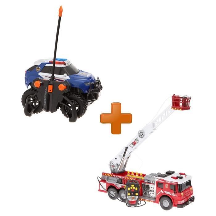 DICKIE TOYS Pack Camion De Pompier + Voiture de Police Radiocommandés