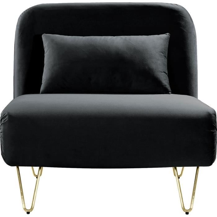 BEDZ Banquette BZ 1 place - Velours noir - Vintage - L 85 x P 90 cm