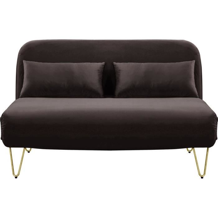 BEDZ Banquette BZ 2 places - Velours gris taupe - Vintage - L 132 x P 90 cm