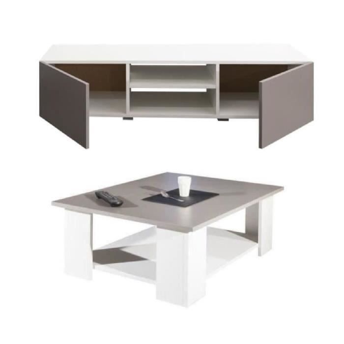 LIME Salon Complet - Blanc et taupe