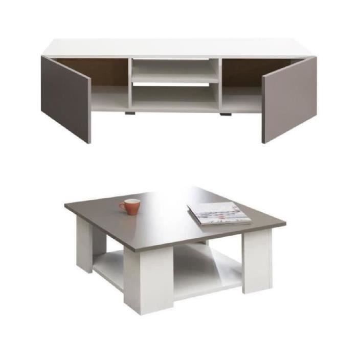 LIME Salon Complet - Blanc et taupe