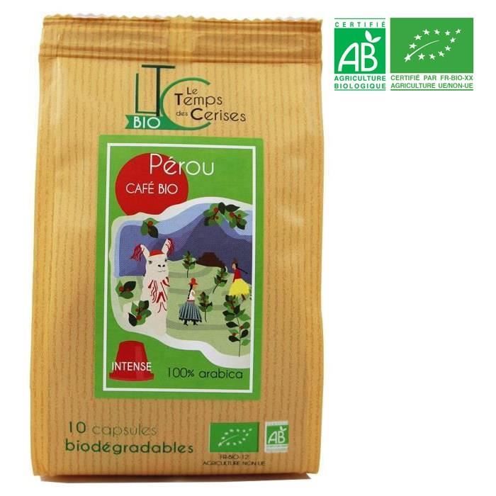 LE TEMPS DES CERISES Café Pérou Bio 10 capsules compatible Nespresso® 50 g