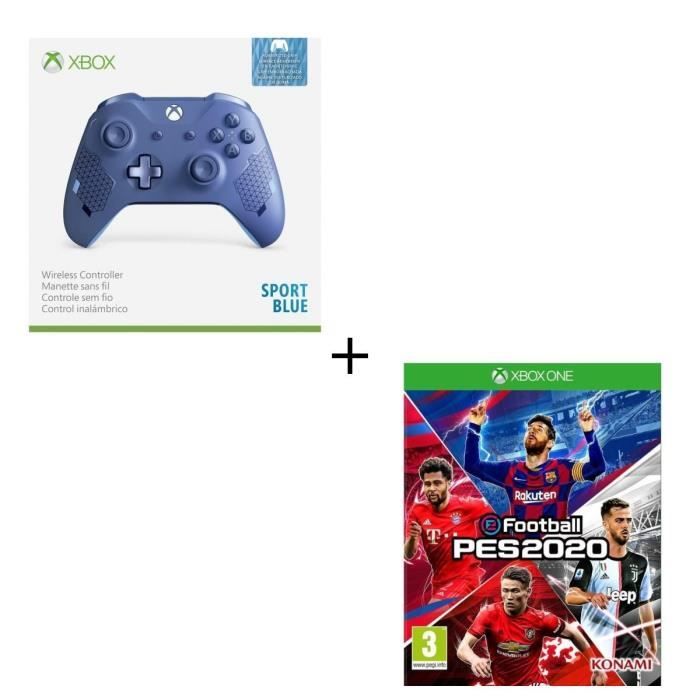 Manette Xbox sans fil Edition Spéciale Sport Blue + eFootball PES 2020 Jeu Xbox One