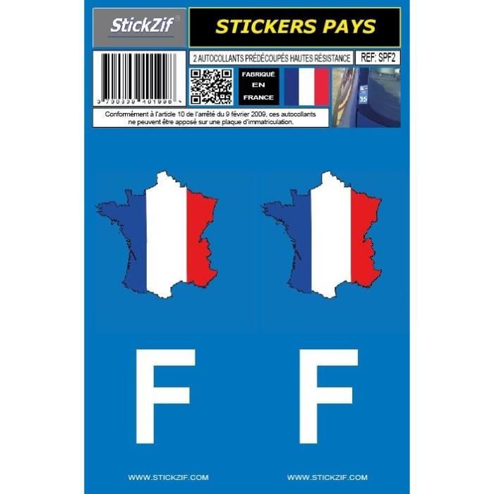 STICKZIF 2 Autocollants Pays Carte de France SPF2