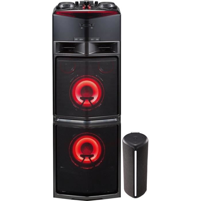LG OJ98 Chaine high power - Bluetooth multi pairing - Fonction DJ & karaoke - 1800 W + Enceinte Bluetooth PH4 avec éclairage LED