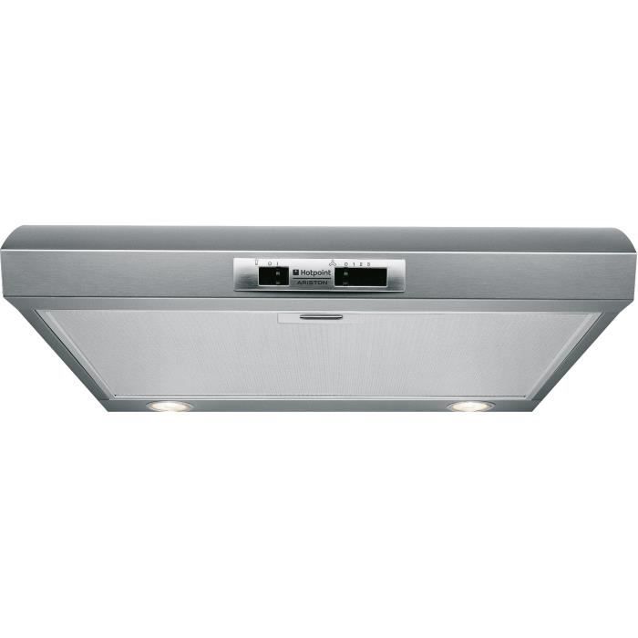 HOTPOINT SL 16 P IX/HA Hotte à visière - Evacuation ou recyclage - 499 m3 air / h max - 70 dB max - 3 vitesses - L 60cm - Inox