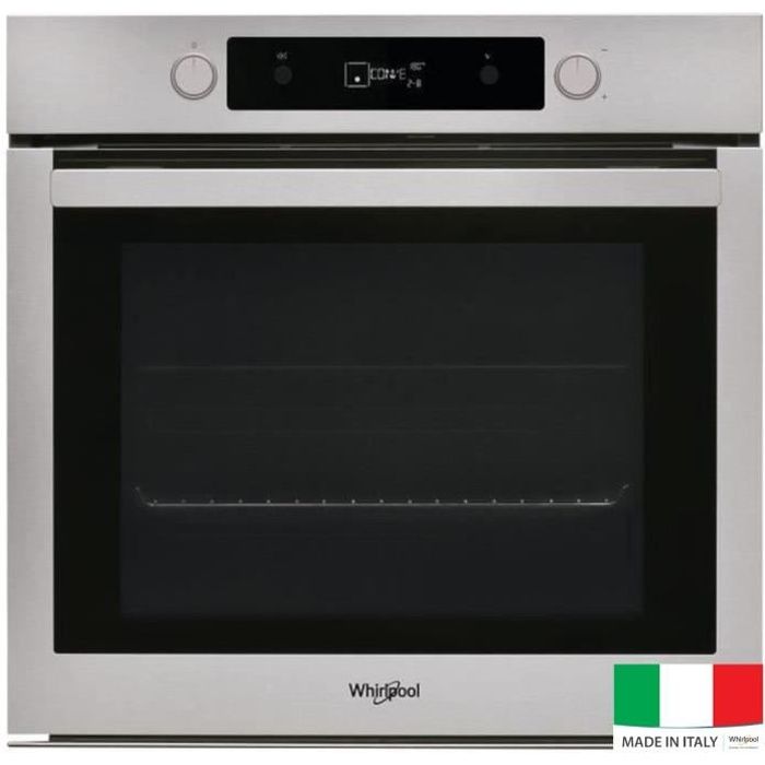 WHIRLPOOL OAKP 02406 PIX - Four électrique encastrable multifonction - Chaleur pulsée - 73 L - Pyrolyse - A+ - Inox