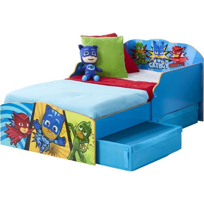 PYJAMASQUES Lit pour enfants avec espaces de rangement - 140 x 70 cm