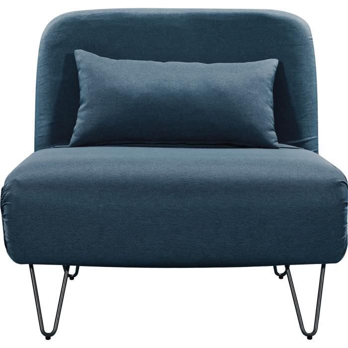 BEDZ Banquette BZ 1 place - Tissu bleu pétrole - Vintage - L 85 x P 90 cm