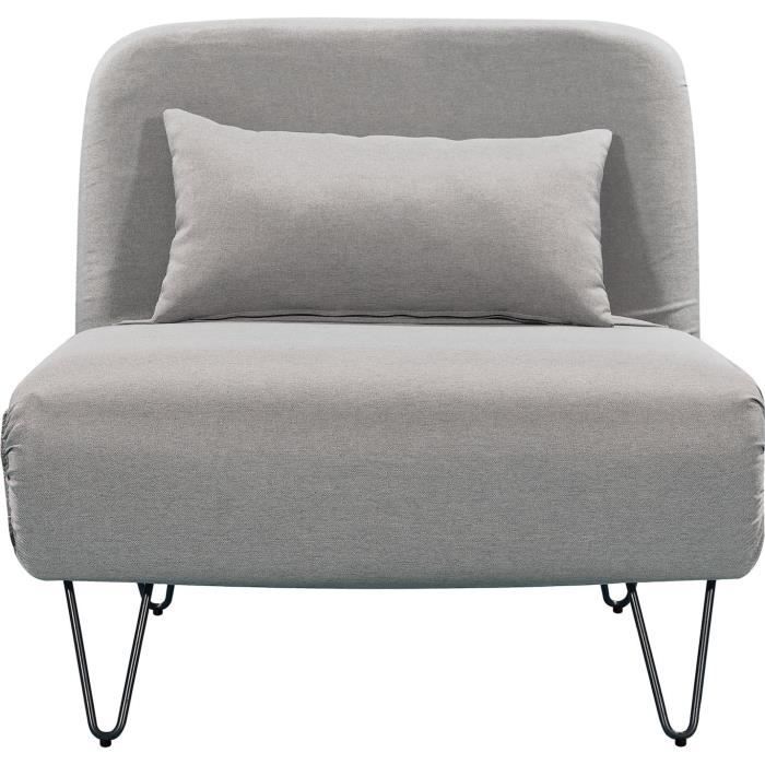 BEDZ Banquette BZ 1 place - Tissu gris clair - Vintage - L 85 x P 90 cm