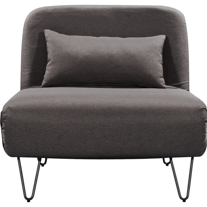 BEDZ Banquette BZ 1 place - Tissu taupe - Vintage - L 85 x P 90 cm