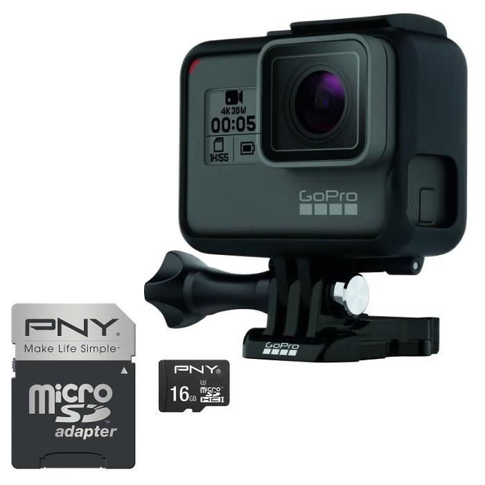 Pack GOPRO HERO 5 Black Caméra de sport + PNY Micro SD 16 Go