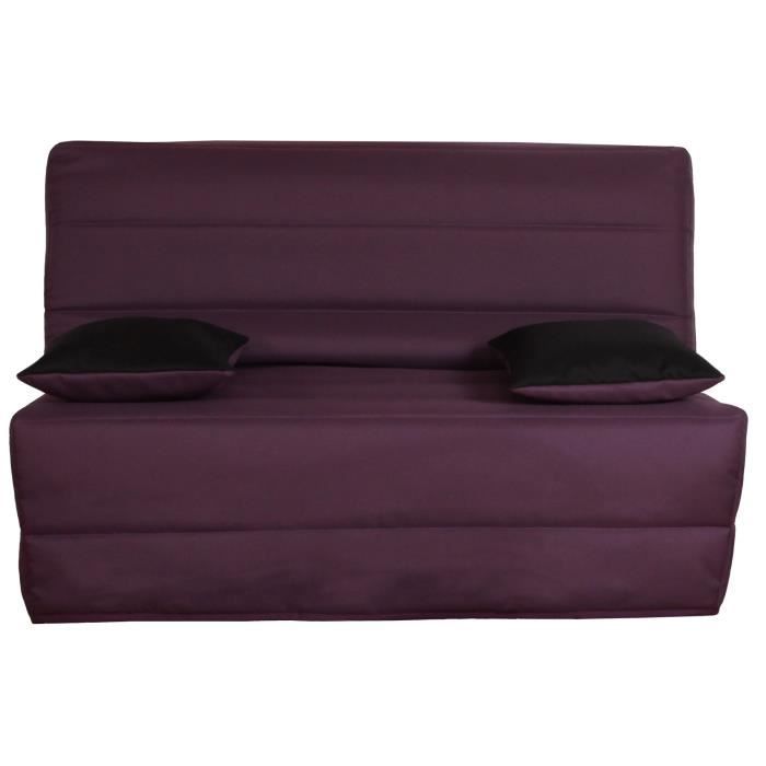 LIOM Banquette BZ 3 places - Tissu prune - Made in France - L 142 x P 96 cm