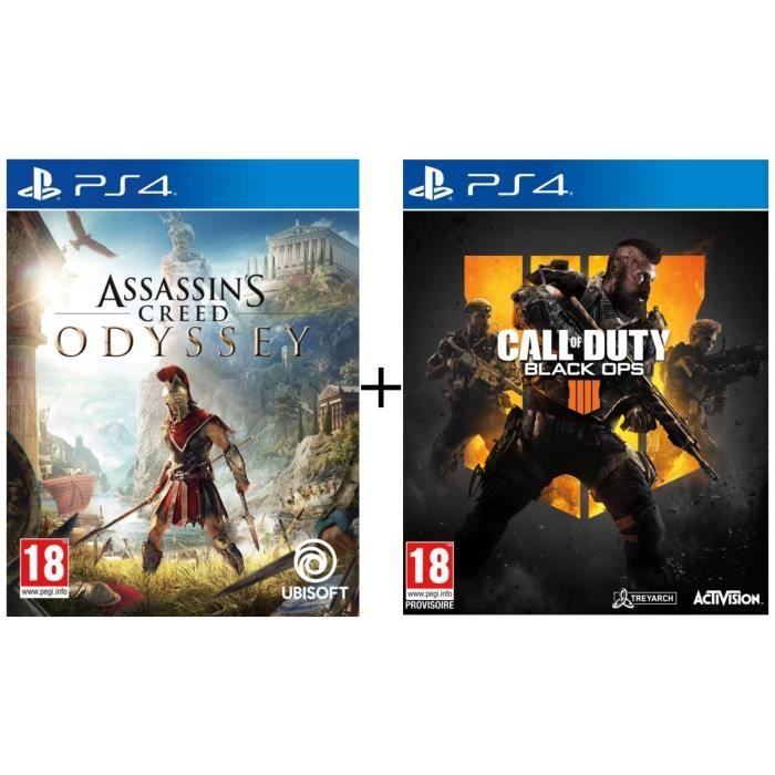 Pack 2 jeux PS4 : Assassin's Creed Odyssey + Call of Duty Black OPS 4