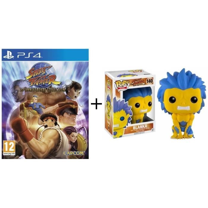 Pack Street Fighter: Jeu PS4 Street Fighter 30th Anniversary Collection + Figurine Funko Pop! Blanka Jaune