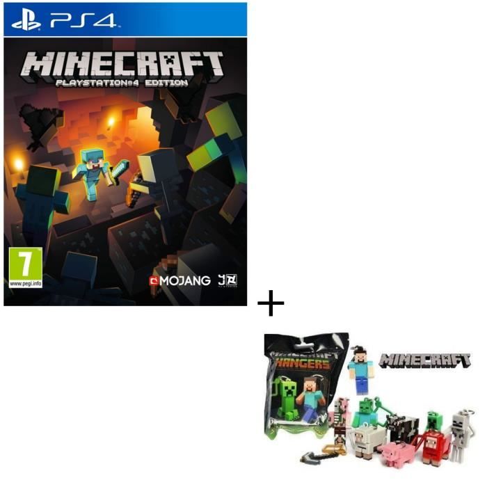 Minecraft Jeu PS4 + Minecraft - Porte clé figurine - Modèle aléatoire
