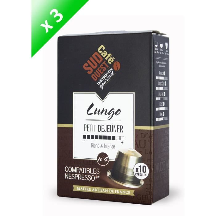 30 capsules compatibles Nespresso SUD OUEST CAFE Cafés Nespresso Lungo n°4