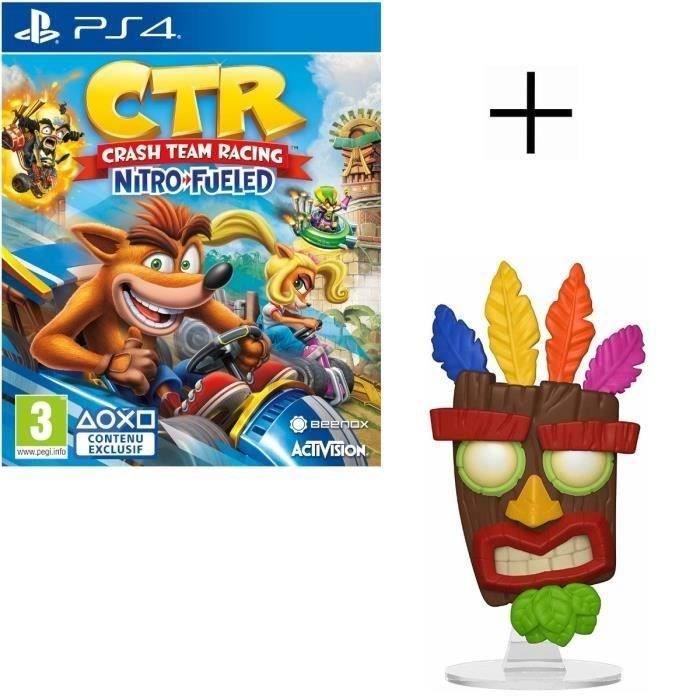 Pack Crash Bandicoot : Crash Team Racing Nitro Fueled Jeu PS4 + Figurine Funko Pop! Crash Bandicoot: Aku Aku