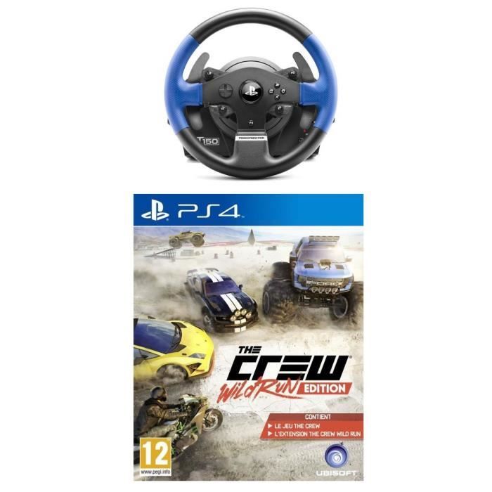 Pack Volant T150 RS + The Crew Wild Run Jeu PS4