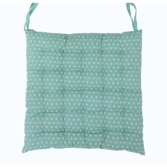 Galette de chaise 100% coton 25 points SCANDI 40x40x4 cm aqua