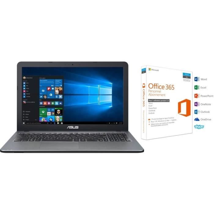 Pack Ordinateur Portable ASUS X540LA-XX1303T - 15,6 pouces - RAM 4Go - Stockage 1To HDD + Office 365 Personnel