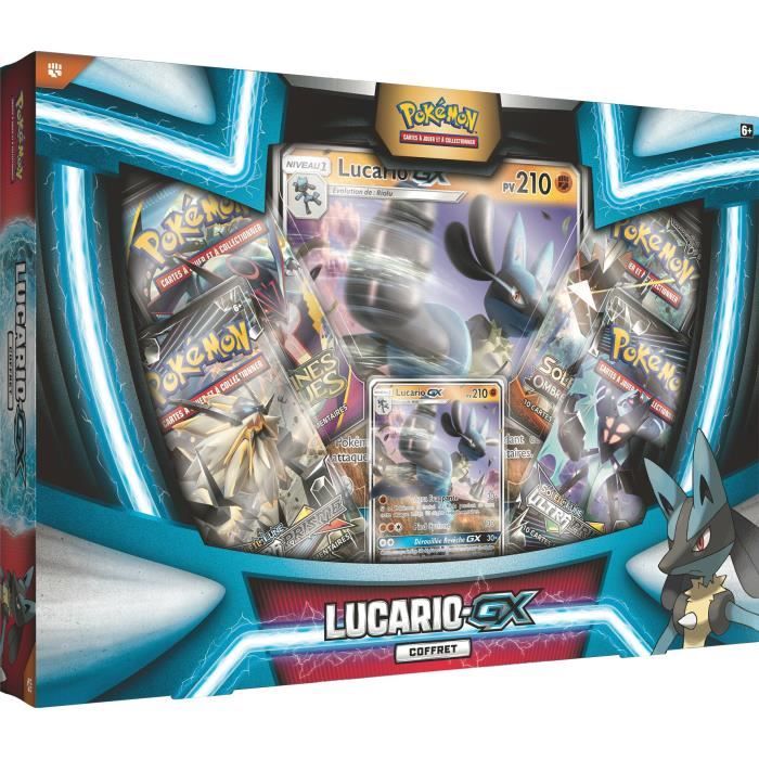POKEMON - Coffret Pokémon LUCARIO GX - 4 Boosters + 2 cartes spéciales Soleil et Lune (42 cartes)