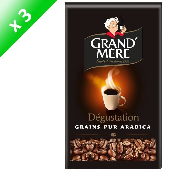 GRAND'MERE Café en grains Dégustation - 3 paquets de 500 g