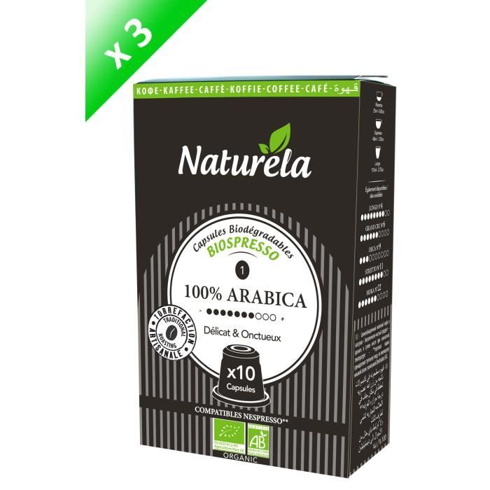 30 capsules compatibles Nespresso NATURELA 100% Arabica