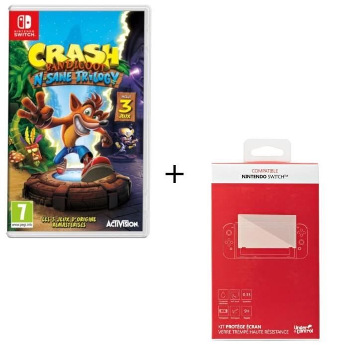 CBandicoot N.Sane Trilogy + Kit protège écran verre trempé Nintendo Switch
