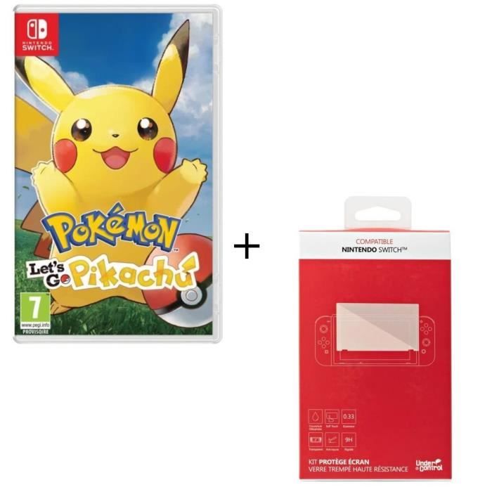 Pokémon : Let's go, Pikachu + Kit protège écran verre trempé Nintendo Switch