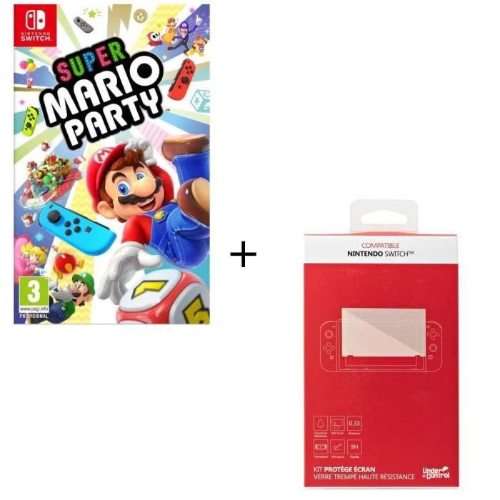 Super Mario Party + Kit protège écran verre trempé Nintendo Switch
