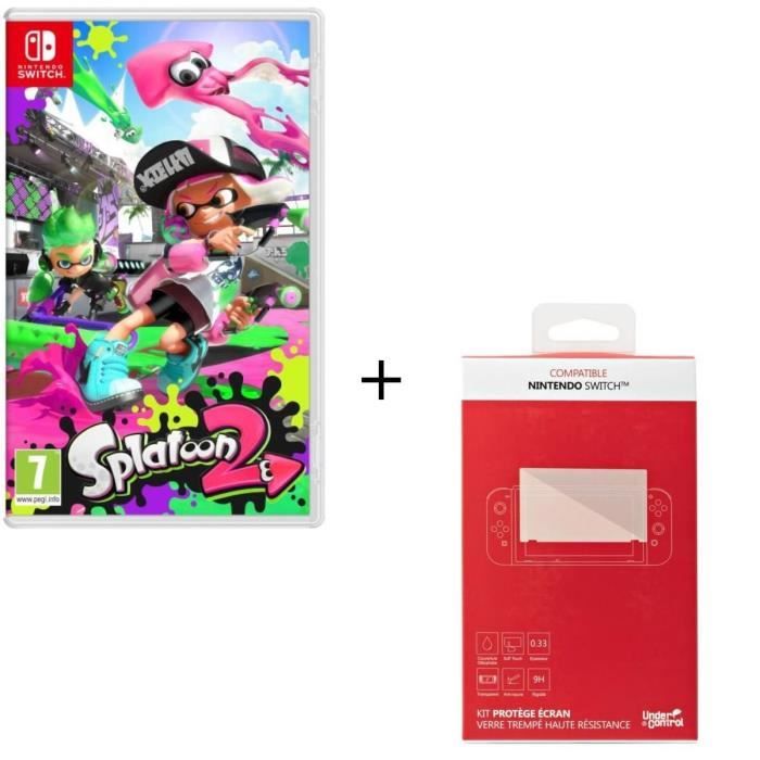 Splatoon 2 Jeu + Kit protège écran verre trempé Nintendo Switch
