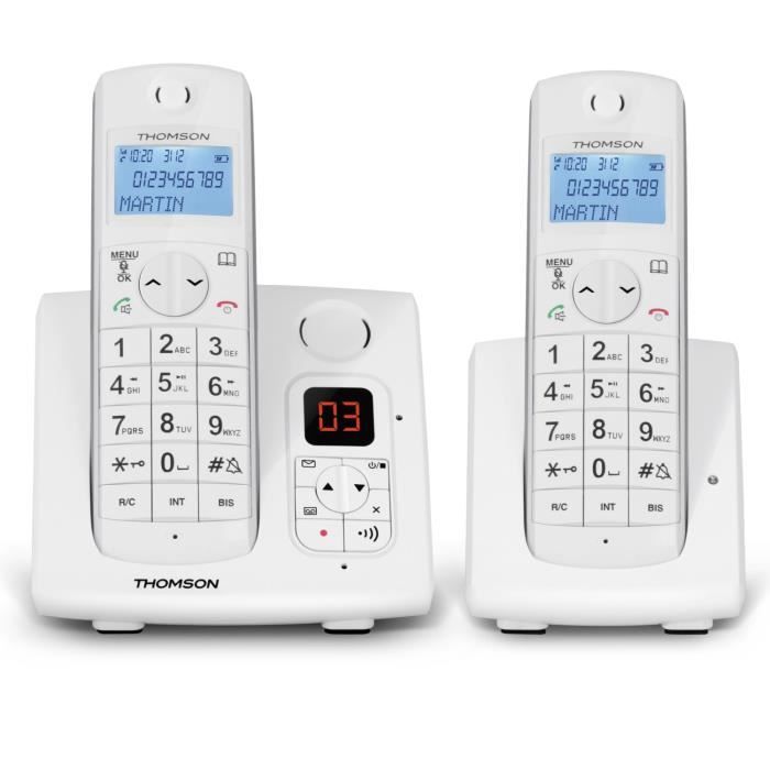 Thomson Jaspe Duo Téléphone Sans Fil Répondeur Blanc