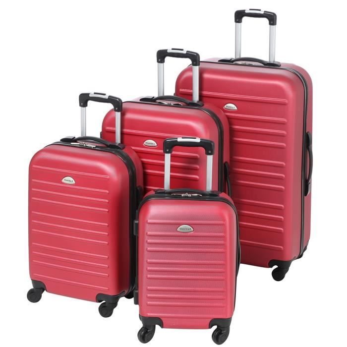TRAVEL'S Set de 4 Valises Rigide ABS 4 Roues 46-51-61-71cm NEW OCEANIA Bordeaux