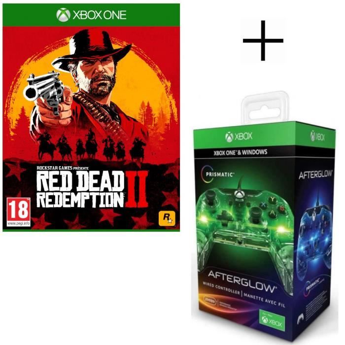 Red Dead Redemption 2 Jeu Xbox One + Manette filaire PDP Afterglow Prismatic