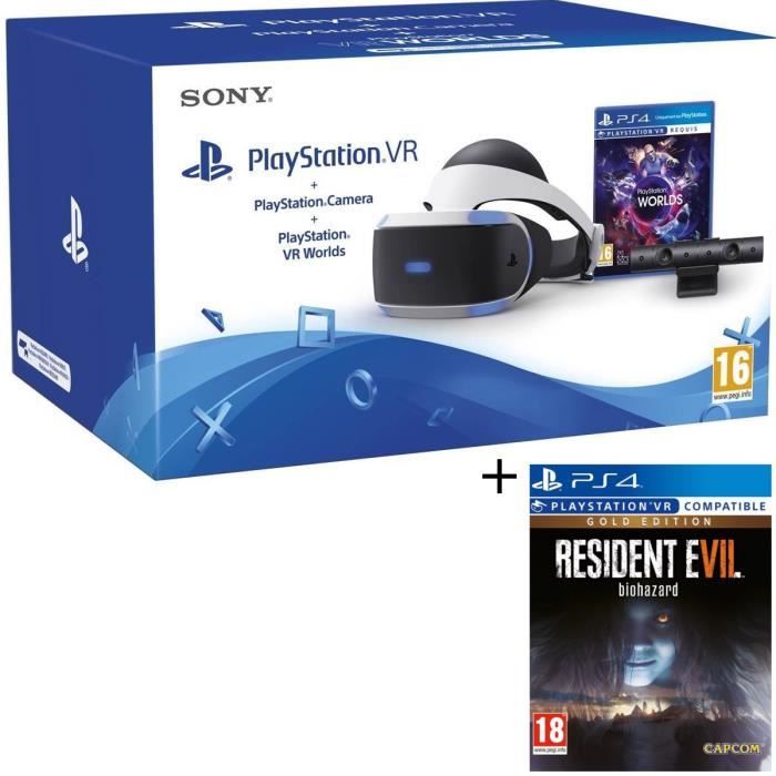 PlayStation VR + PlayStation Caméra + 2 Jeux PS4 : VR Worlds + Resident Evil 7: Biohazard Gold Edition