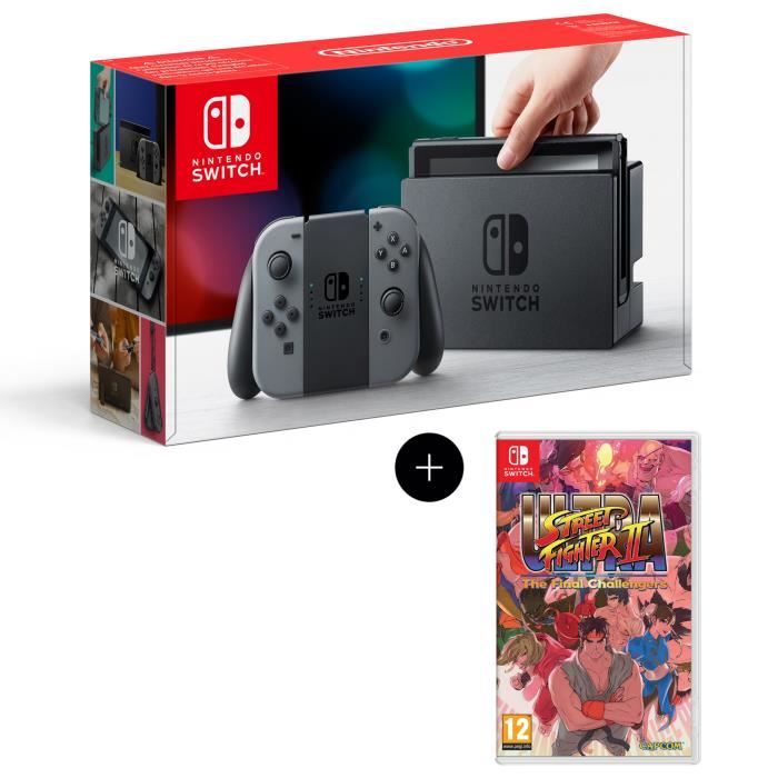 Console Nintendo Switch avec paire de Joy-Con gris + Jeu Ultra Street Fighter II The Final Challengers