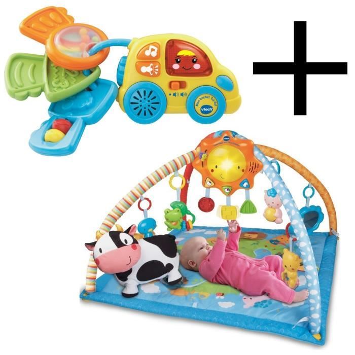 Pack VTECH Lumi tapis d'éveil bleu et hochet Tut Tut