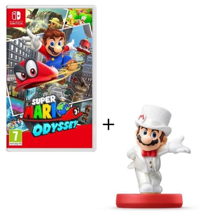 Super Mario Odyssey Jeu Switch + Figurine amiibo Mario en tenue de mariage