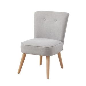 MONA Fauteuil design scandinave effet lin Gris en polyester