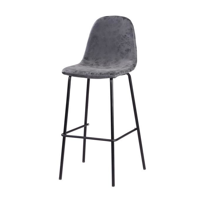 VINTI Tabouret de bar - Simili gris anthracite - Industriel - L 39,5 x P 47,5 cm